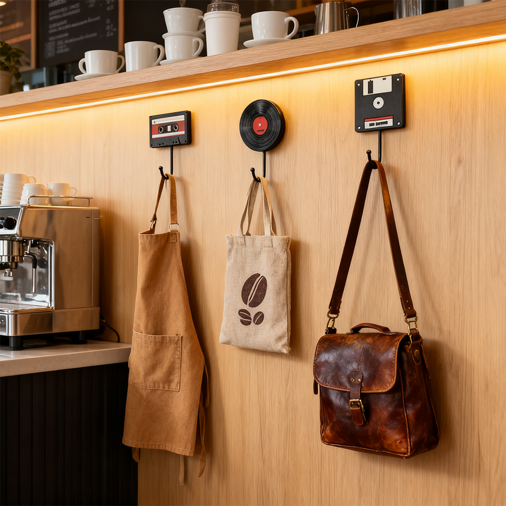 Industrial Metal Wall Hooks-Retro Nordic European Style Decorative Hooks for Coffee Shop Cafe & Home Decoration