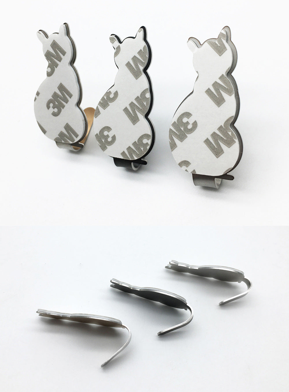 Creative Practical Cartoon Cat 3-Piece Adhesive Stainless Steel Hooks Modern Design Home Decoration