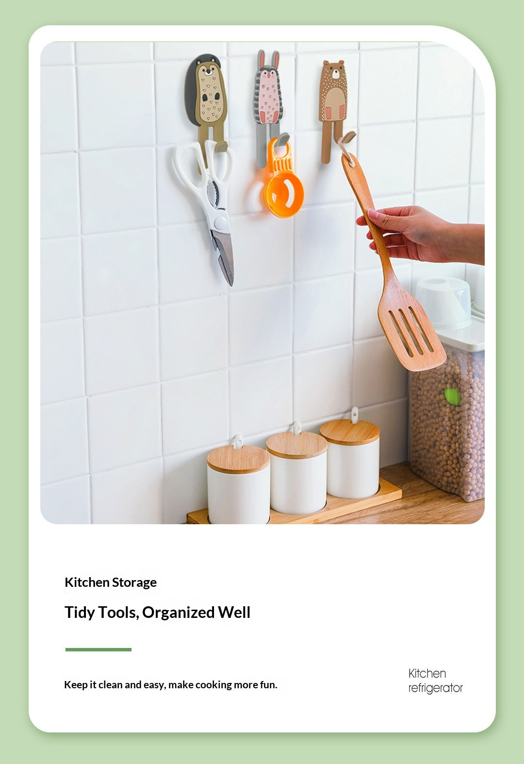 Cute Animal Magnetic Stickers-Nordic Design Strong Hold for Kitchen Bathroom & Office (Bear Fox Hedgehog Owl)