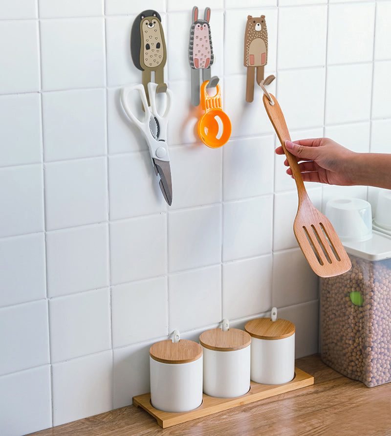 Cute Animal Magnetic Stickers-Nordic Design Strong Hold for Kitchen Bathroom & Office (Bear Fox Hedgehog Owl)