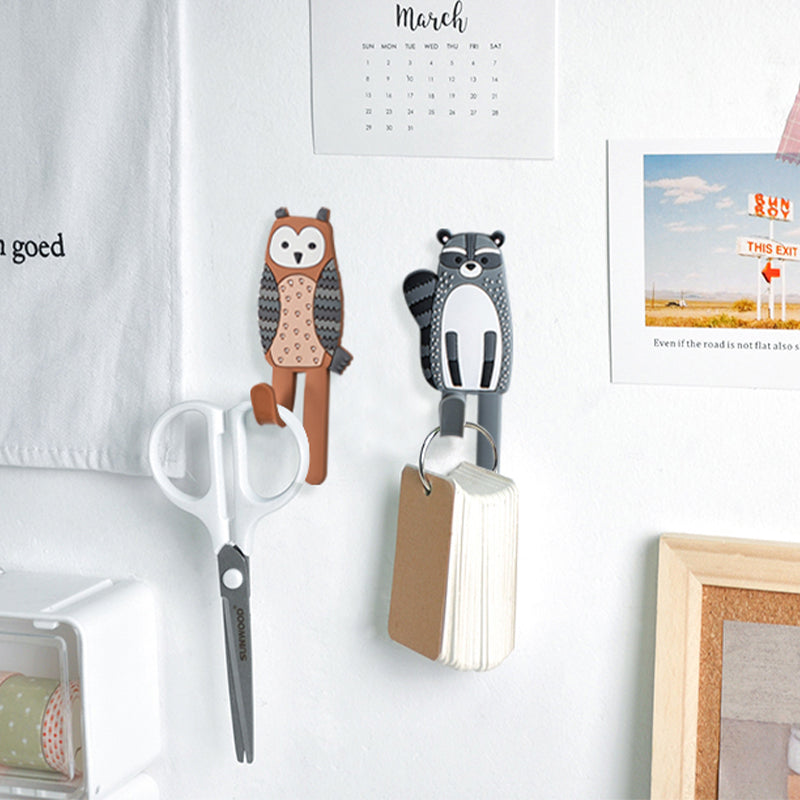 Cute Animal Magnetic Stickers-Nordic Design Strong Hold for Kitchen Bathroom & Office (Bear Fox Hedgehog Owl)